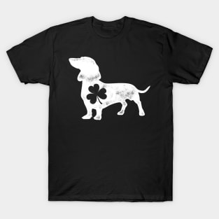 Dachshund Silhouette Shamrock St Patricks Day T-Shirt